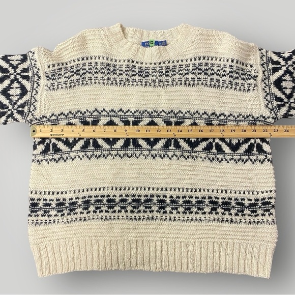 POLO Ralph Lauren  Pattern Sweater Black/Cream Nordic Fair Isle Sz M - Picture 5 of 10